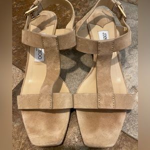 Jimmy Choo black heel ankle strap sandal. Size 38 1/2 (7.5). Worn.